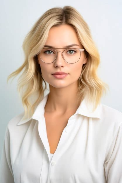 Premium Photo | Woman wearing glasses and white shirt with blonde hair