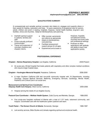 Steve Moorey Resume Pdf