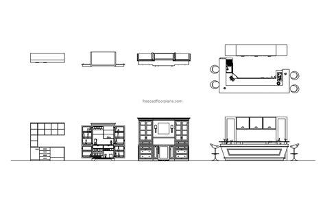 Bar Cabinets, AutoCAD Block - Free Cad Floor Plans