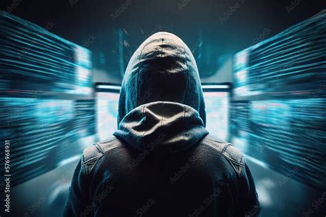 Hacker, cyber security, cyberpunk style concept art. Generative art Stock Illustration | Adobe Stock