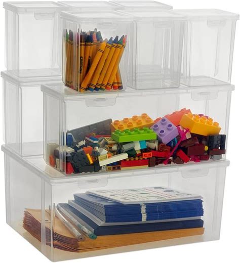 Lot De 9 Bote De Rangement Avec Couvercle Bac Organisateur