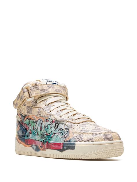 Nike X Louis Vuitton Air Force Mid Virgil Abloh Graffiti Sneakers