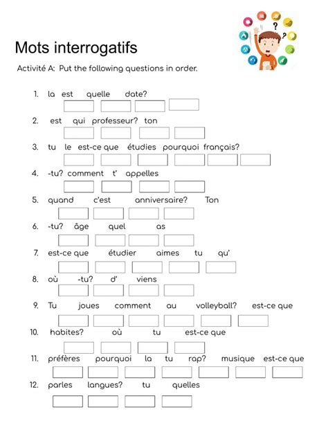 Les Interogatifs Worksheet Teaching French French Flashcards French Language Learning