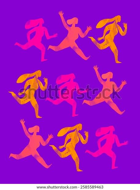 Stylized Illustration Nude Female Silhouettes Bright Stock Illustration 2585589463 Shutterstock