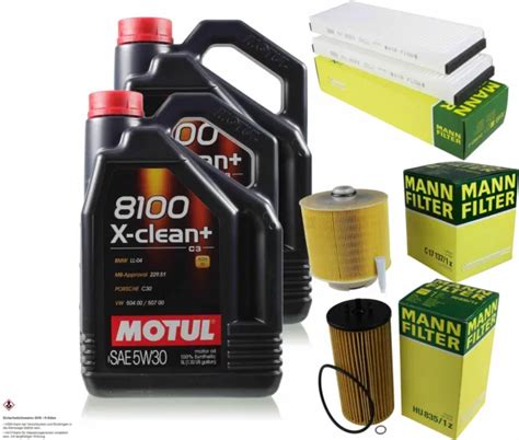 MANN INSPEKTIONSPAKET 10L Motul 8100 X clean 5W 30 für Audi A6 Avant 4