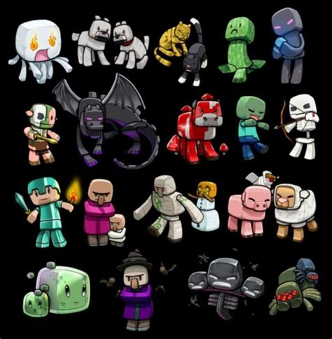 Minecraft Mobs Cartoon Minecraft Drawings Minecraft Mobs Minecraft Art