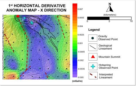 Map Showing The First Order Horizontal Derivative Anomaly In X