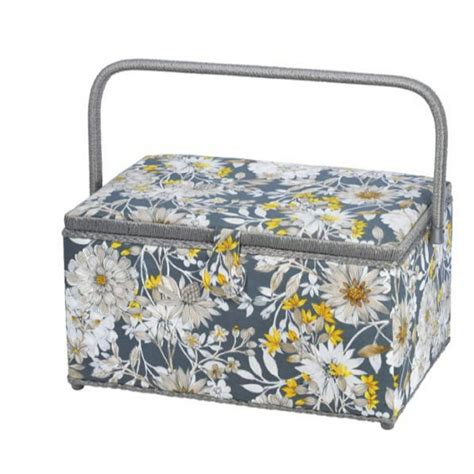 Sewing Basket Extra Large Sewing Box Gray Floral Sewing Storage