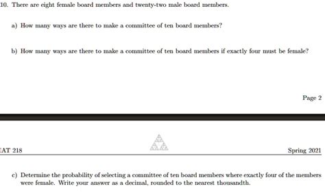 SOLVED There Are Eight Female Board Members And Twenty Male Board