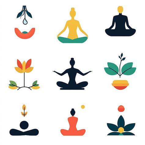 Vibrant Wellness Icons Yoga Meditation And Healthy Living In Modern