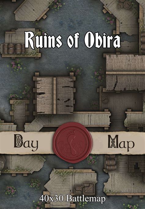 40x30 Battlemap Ruins Of Obira Seafoot Games Towns Cities