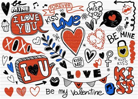 Premium Vector Love Doodles Background Sketchy Hand Drawn Doodles