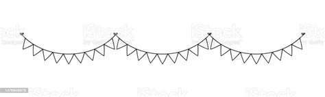 Blank Banner Bunting Garland Doodle Outline Templates For Birthday