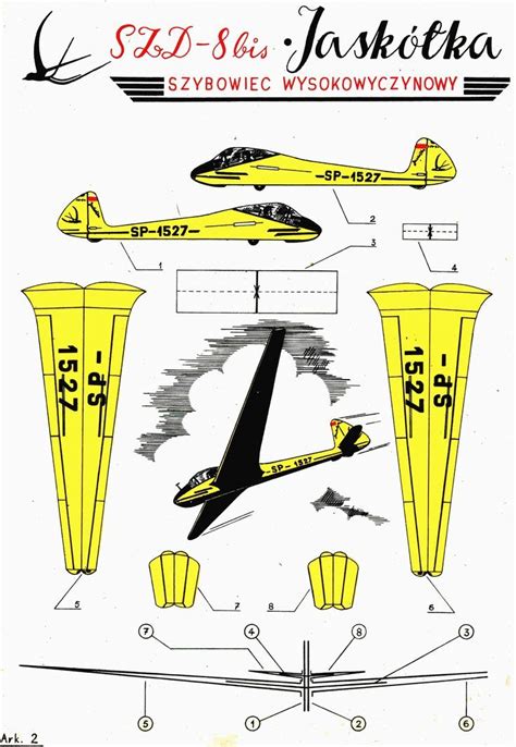 Flyable Poland Paper Model Airplane Template List 06t SZD 8 Bis Em 2024