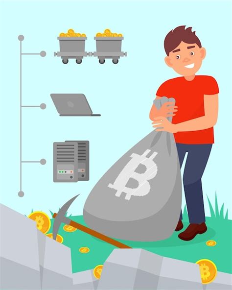 Hombre Joven Con Bolsa Llena Bitcoins Cryptocurrency Miner A Tecnolog A