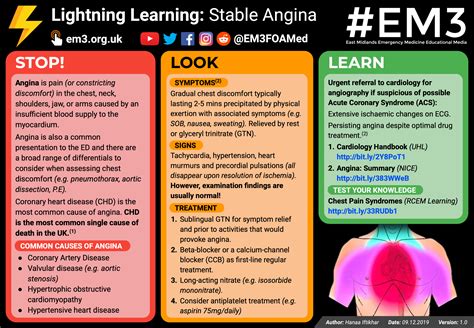 Lightning Learning Stable Angina — Em3