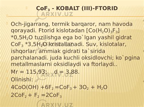 Kobalt Va Nikel Birikmalarining Olinishi Va Xossalari Kimyo Slaydlar