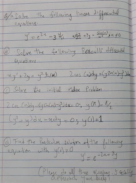 Solved 2 O A Solve The Following Linear Differential