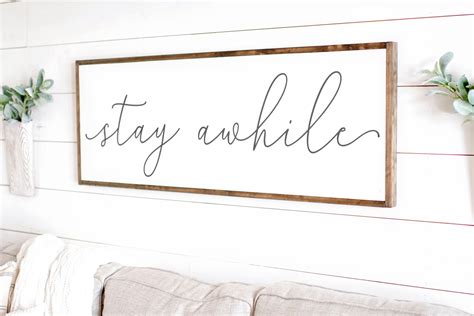 Stay Awhile Sign Stay Awhile Wood Sign Living Room Signs | Etsy