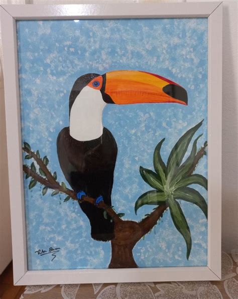 Quadro De Tucano Pintado A Mão Tam 42x32cm no Elo7 Quadros Rita