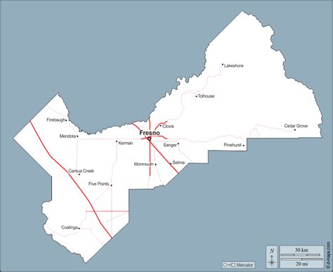 Condado De Fresno Mapa Livre Mapa Em Branco Livre Mapa Livre Do Esboço Mapa Básico Livre