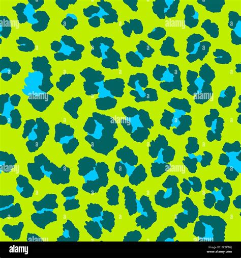 Lime Green Blue And Teal Leopard Spots In Seamless Repeating Pattern