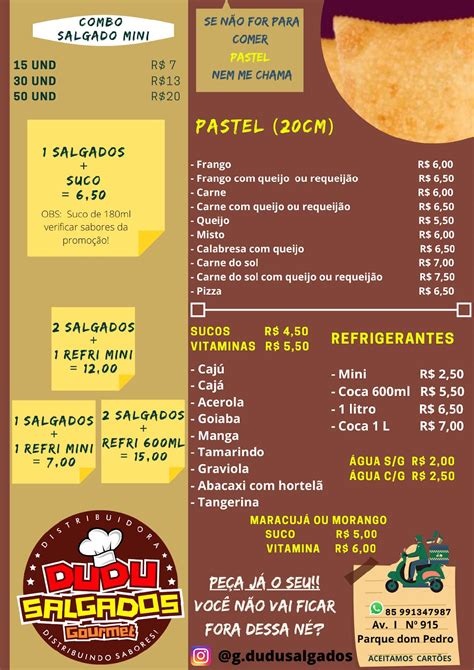 Menu Em Dudu Salgados Gourmet Pub Bar Fortaleza