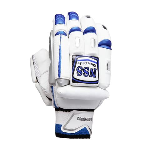 White And Blue Polyurethane Nss Ns Cricket Bating Gloves Size