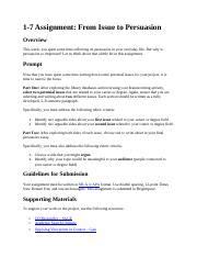 Assignment Doc Assignment From Issue To Persuasion Overview