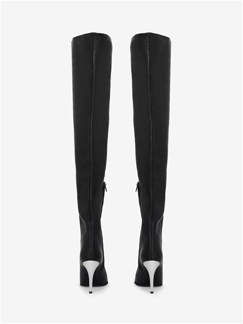 Armadillo Thigh High Boot Blacksilvergold For Women Alexander Mcqueen