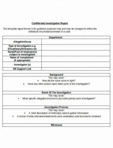 Free Human Resources Investigation Report Template Tacitproject