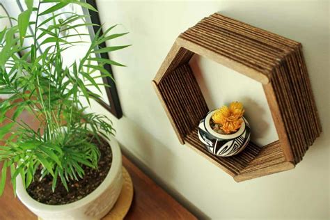 Popsicle Stick Hexagon Shelf Easy Diy Wall Art