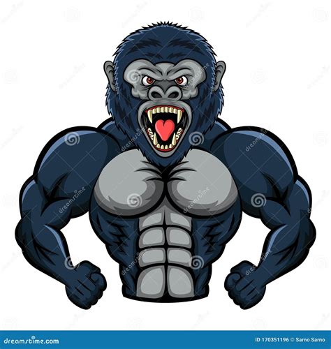 Mascot Muscular Gorilla A Very Strong Stock Vector Illustration Of