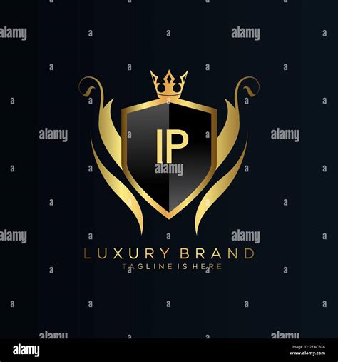 Ip Letter Initial With Royal Template Elegant With Crown Logo Vector