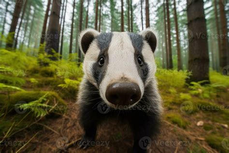 AI generated Beautiful badgers in outdoor wild forest nature background