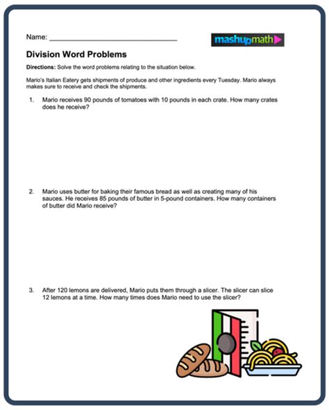 Division Word Problems—free Worksheets For Grades 3 5 — Mashup Math