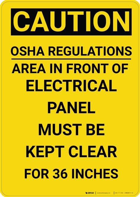 Caution: OSHA Regulations Electrical Panel 36 Inches - Wall Sign