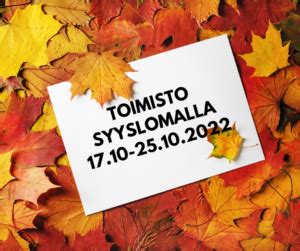 Toimisto Syyslomalla 17 10 25 10 2022 Turun Seudun Hengitysyhdistys