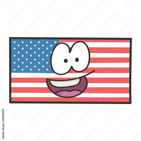 Happy american flag cartoon illustration Stock Vector | Adobe Stock