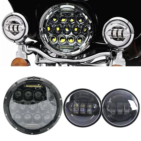 75w 7 Inch LED Motorcycle Headlight 4 5 Fog Passing Lights Ring For