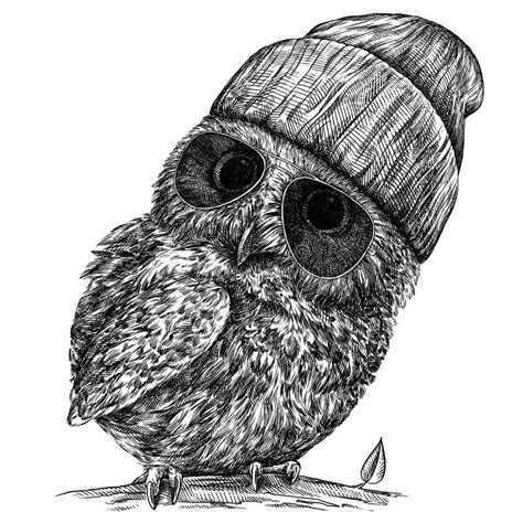 Black And White Engrave Isolated Owl Illustration Stock Illustration