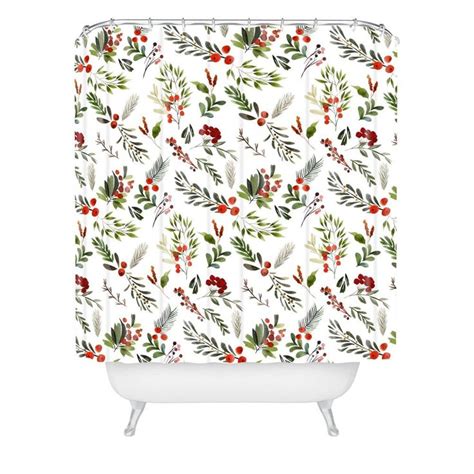 Marta Barragan Camarasa Christmas Botany Shower Curtain White Deny