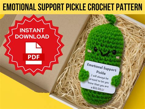 Emotional Support Pickle Crochet Pattern Crochet Bay