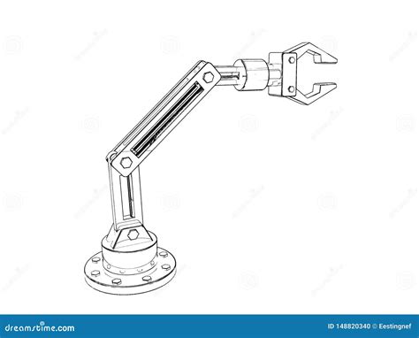 Bras Robotique D Isolement Sur Le Fond Blanc Illustration De Croquis