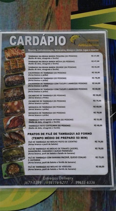 Menu Em Peixaria Amazonas Restaurante Manaus Avenida Ajuricaba