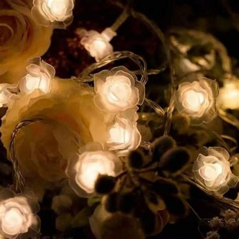 LED Rose Flower Fairy String Lights Artificial Flower Bouquet Battery