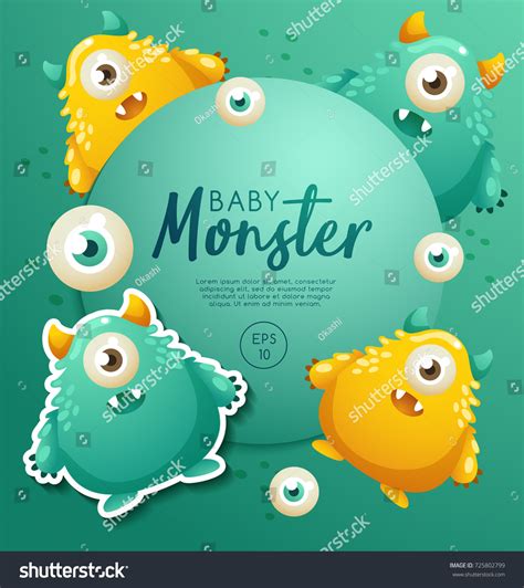 Colorful Cute Monsters Set Vector Illustration Stock Vector Royalty