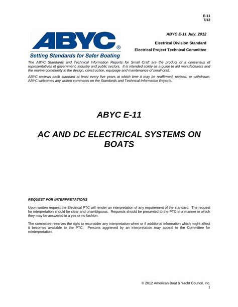 PDF ABYC E 11 AC AND DC ELECTRICAL SYSTEMS ON BOATSc Ymcdn Sites