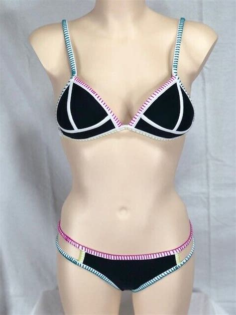 Junior S NWT Hula Honey Push Up Bikini 2 Pcs Set Black Multi Color