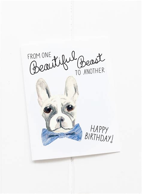 Beautiful Beast French Bulldog Birthday Card - RiverDogPrints